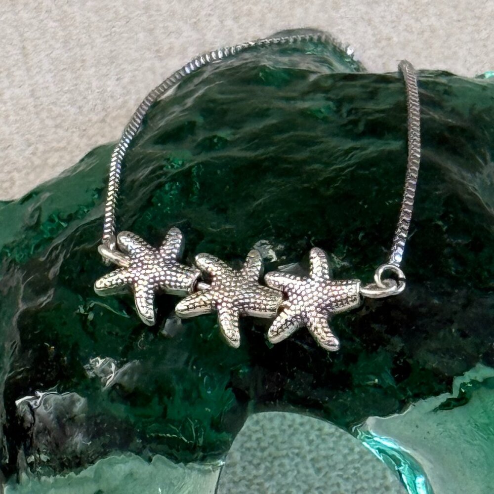 Adjustable Slider Bracelet Silver Starfish - Picture 2 of 6